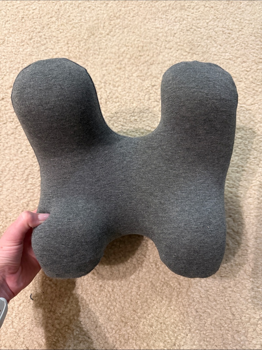 Brookstone Gray Ergonomic Neck and Shoulder Support Pillow for Travel